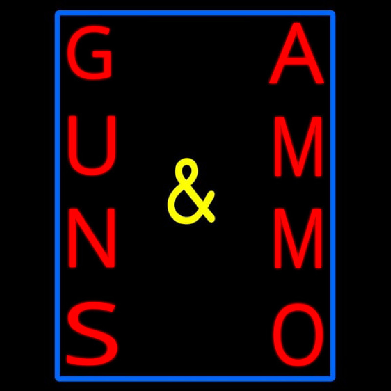 Vertical Guns And Ammo Neontábla