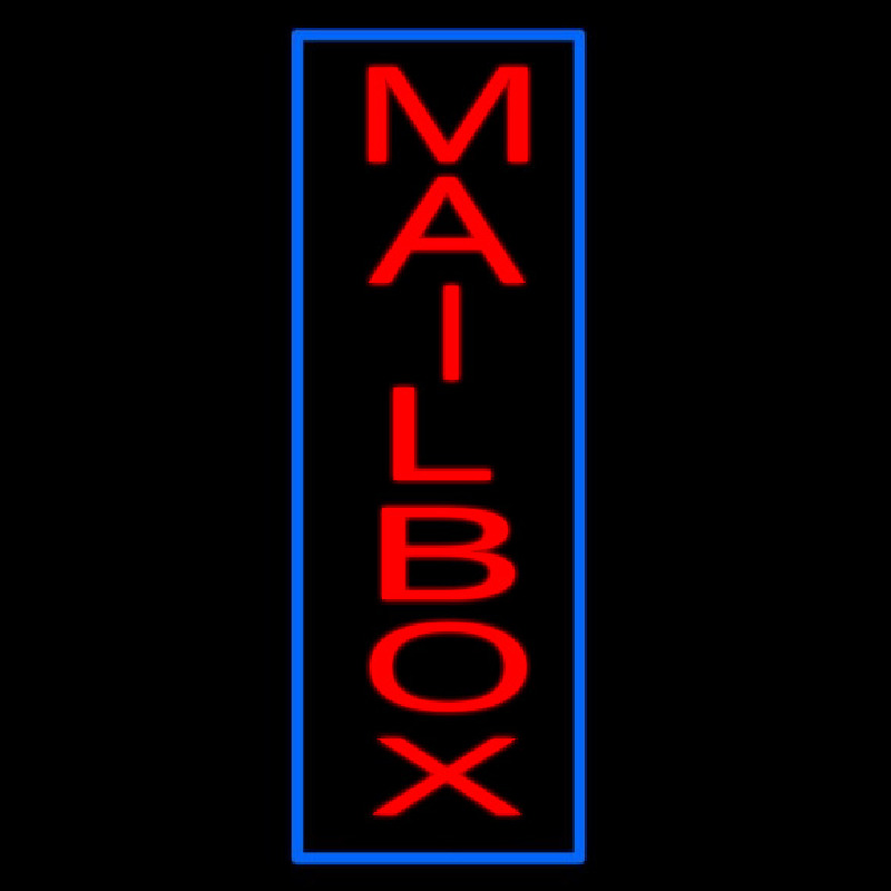 Vertical Mailbo  Blue Border Neontábla