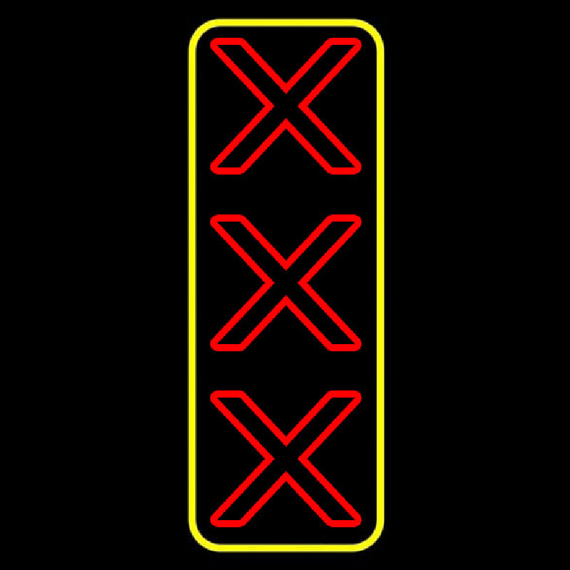 Vertical X   With Yellow Border Neontábla