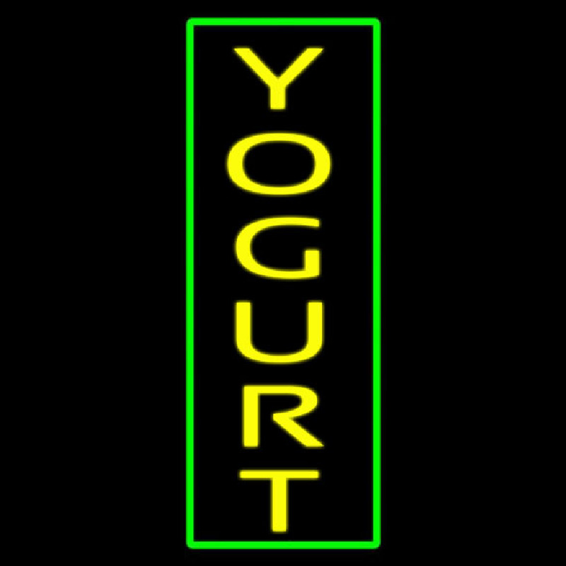 Vertical Yellow Yogurt With Green Border Neontábla