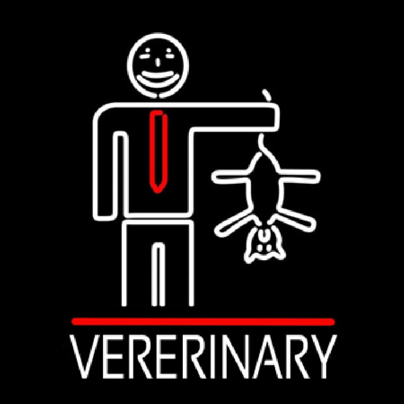 Veterinary Man And Cat Logo Neontábla