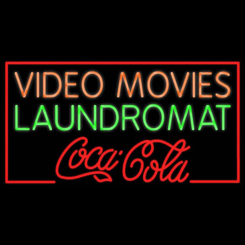 Video Movies Laundromat Coca Cola Real Neon Glass Tube Neontábla