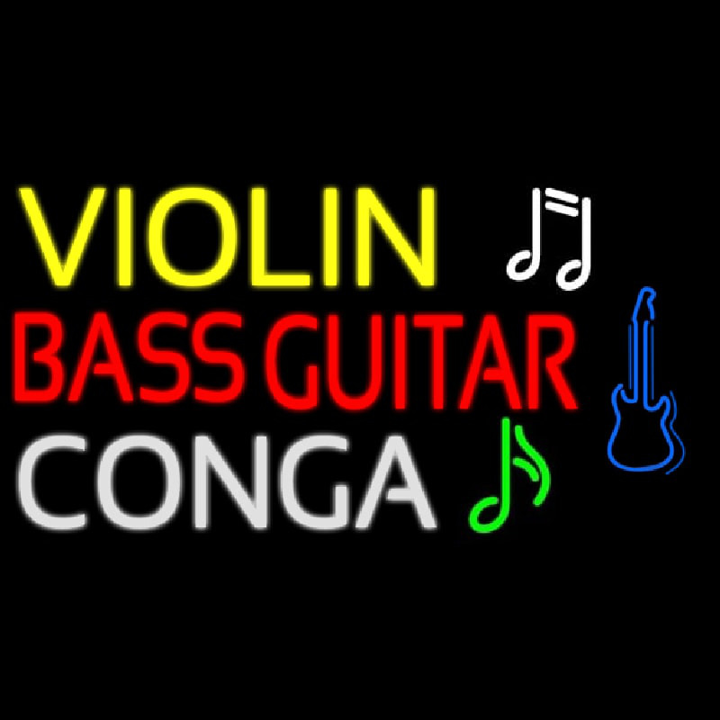 Violin Bass Guitar Conga 2 Neontábla