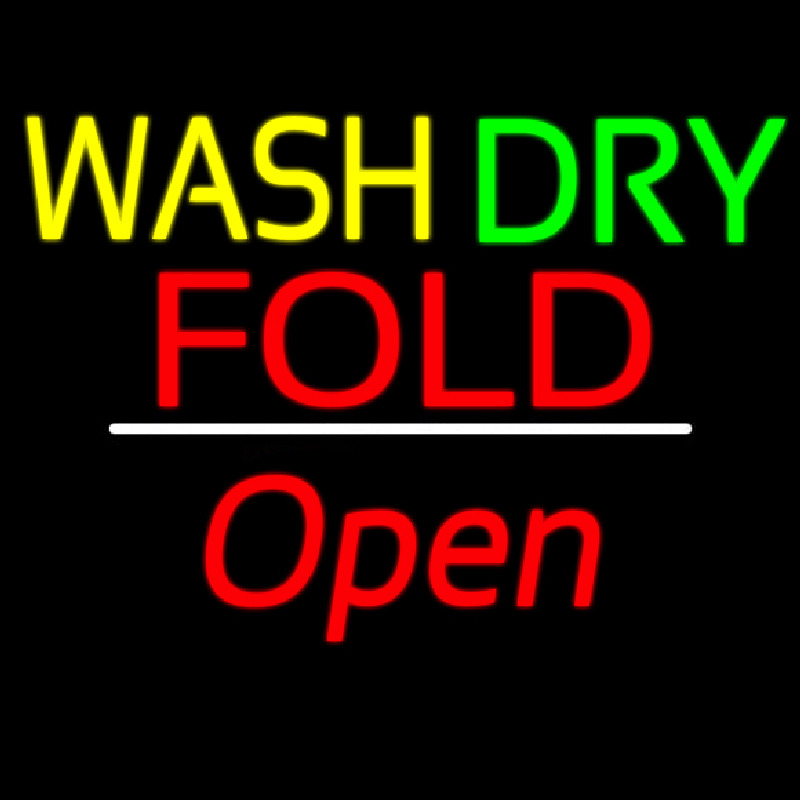Wash Dry Fold Open White Line Neontábla