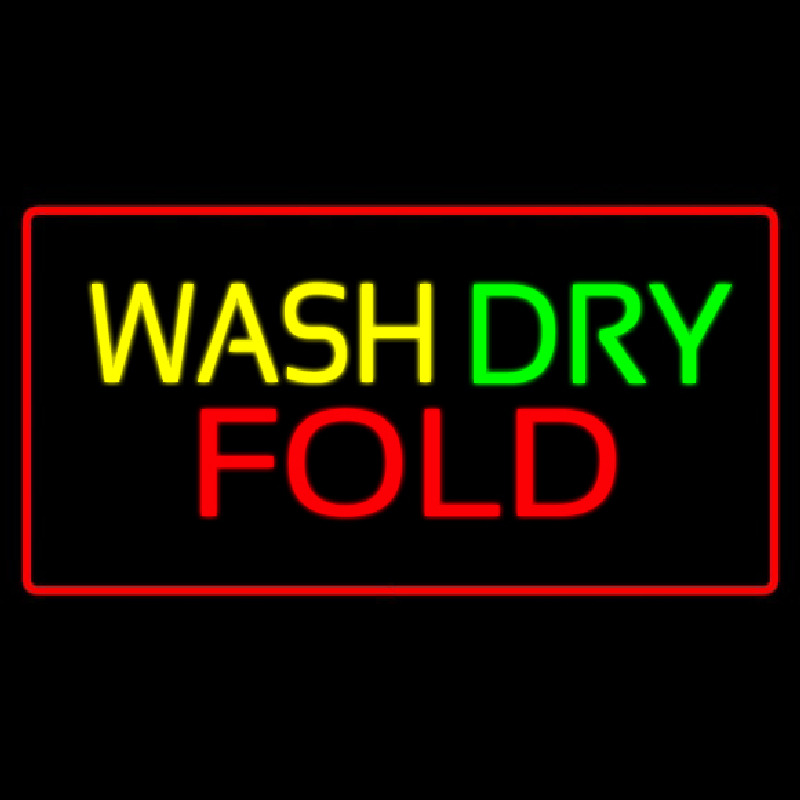Wash Dry Fold Red Border Neontábla