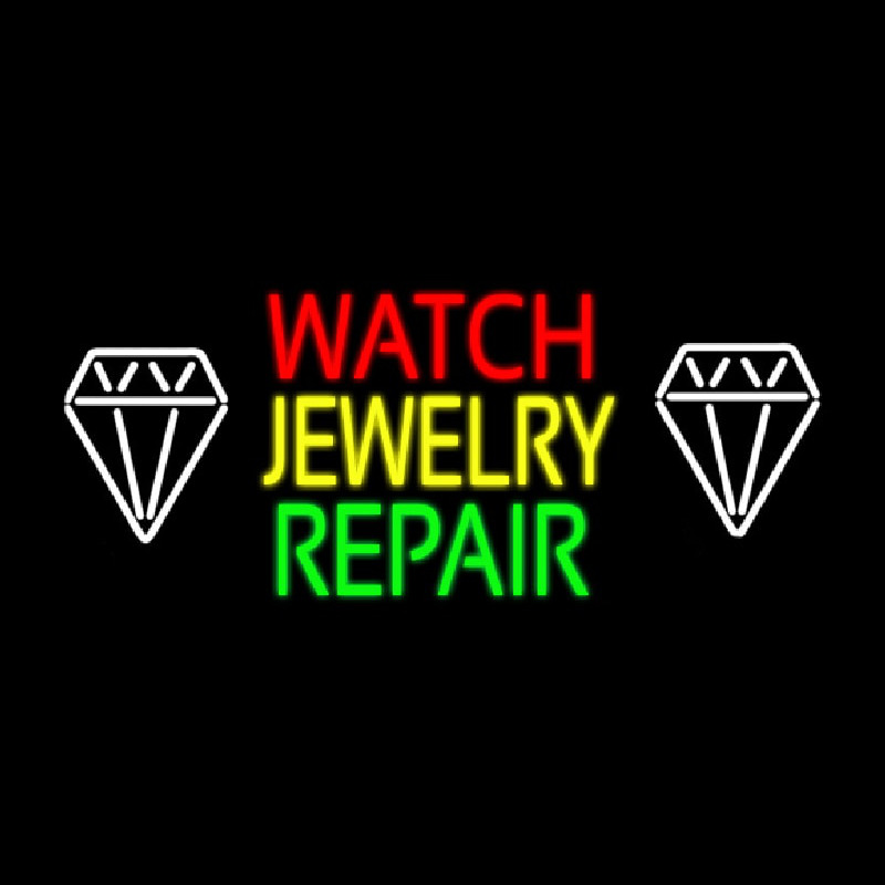 Watch Jewelry Repair With White Logo Neontábla