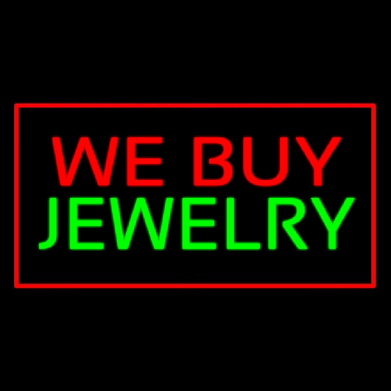 We Buy Jewelry Block Rectangle Red Neontábla