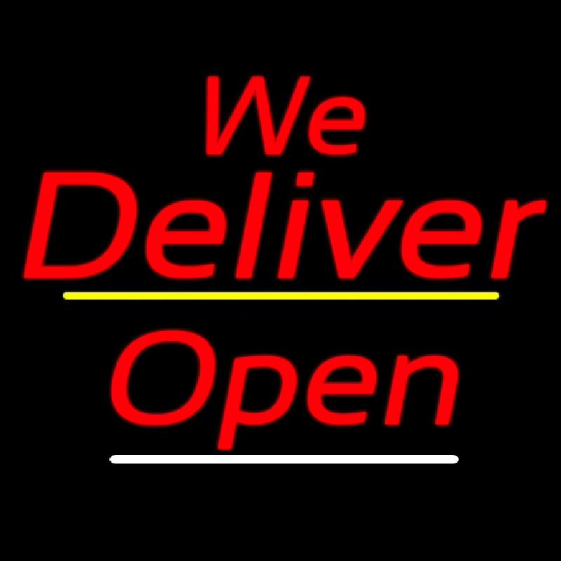 We Deliver Open Yellow Line Neontábla