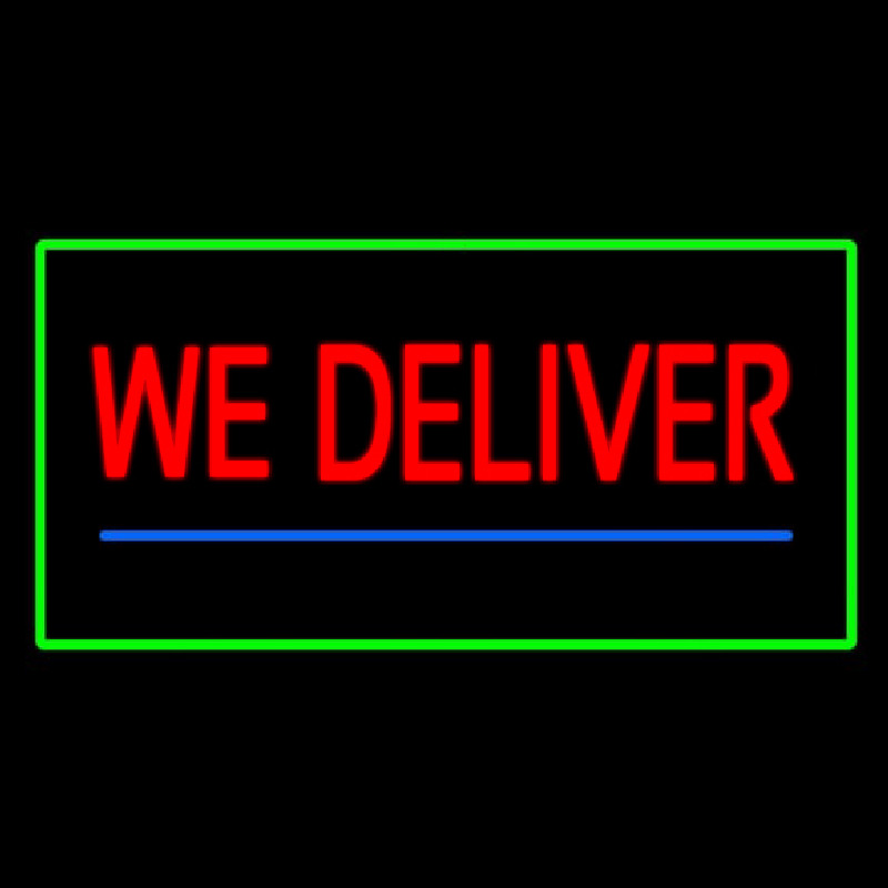 We Deliver Rectangle Green Neontábla