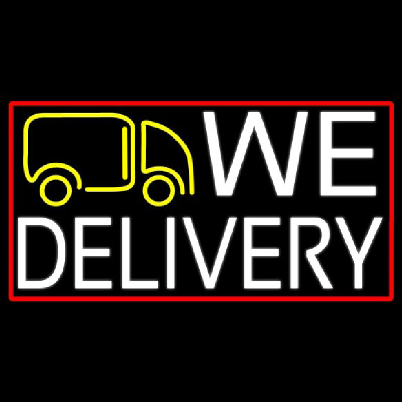 We Deliver Van With Red Border Neontábla