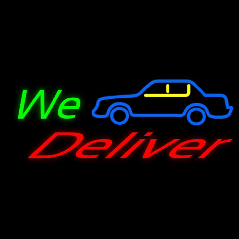 We Deliver With Car Neontábla
