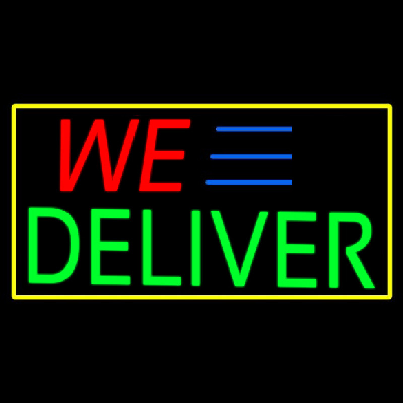 We Deliver Yellow Rectangle Neontábla