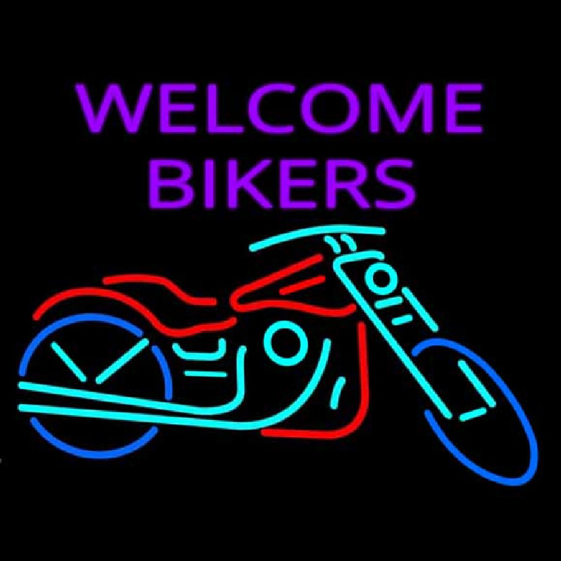 Welcome Bikers With Bike Neontábla