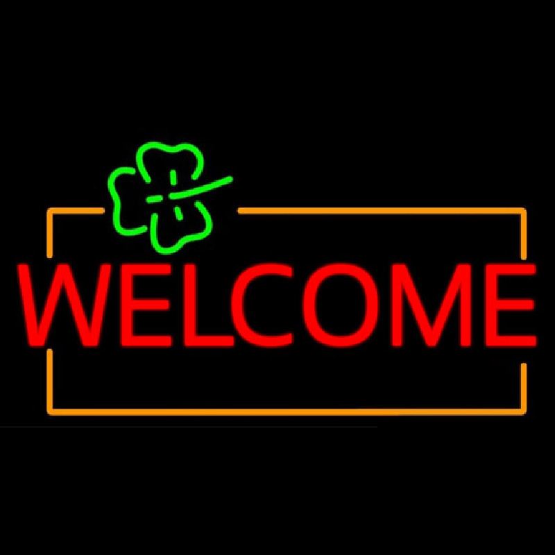 Welcome Orange Border Neontábla
