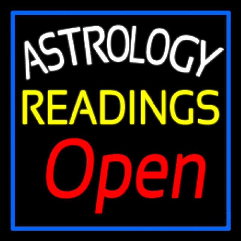 White Astrology Yellow Readings Red Open And Blue Border Neontábla