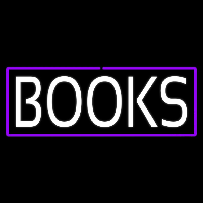 White Books Purple Border Neontábla