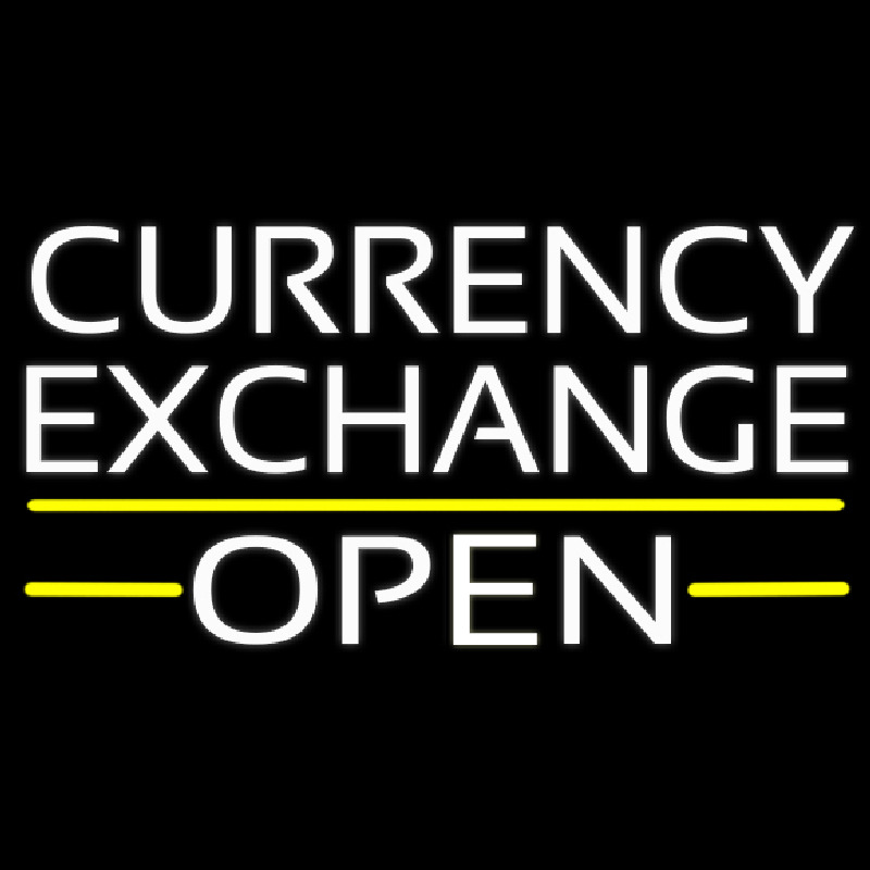 White Currency E change Open Neontábla