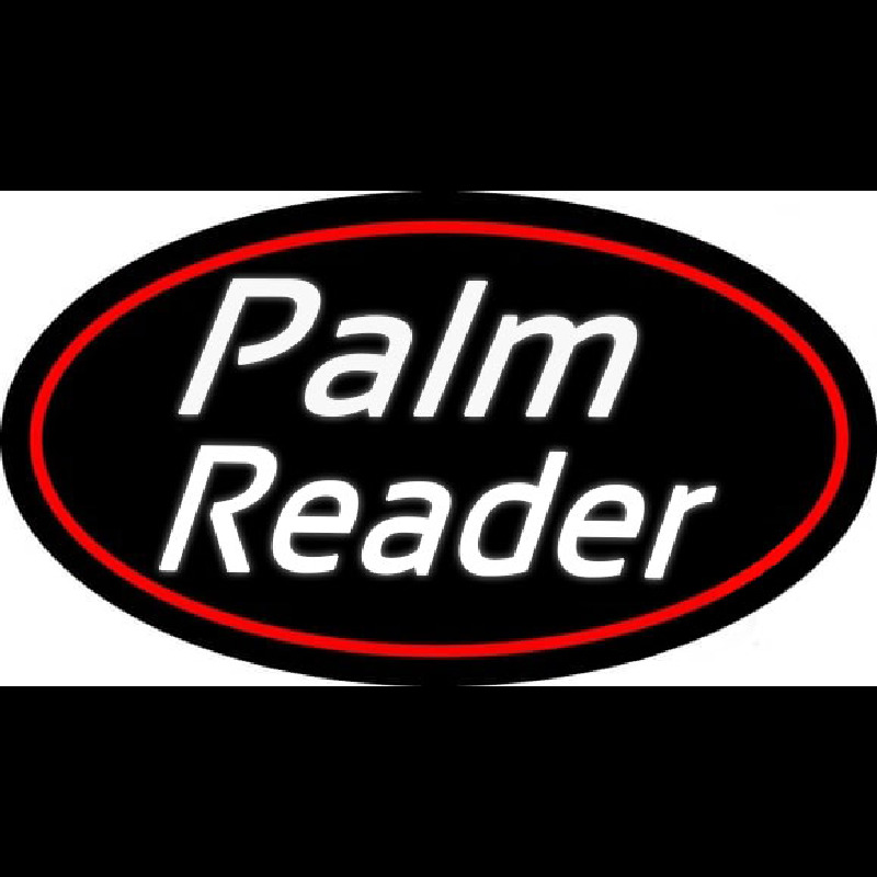 White Cursive Palm Reader Neontábla