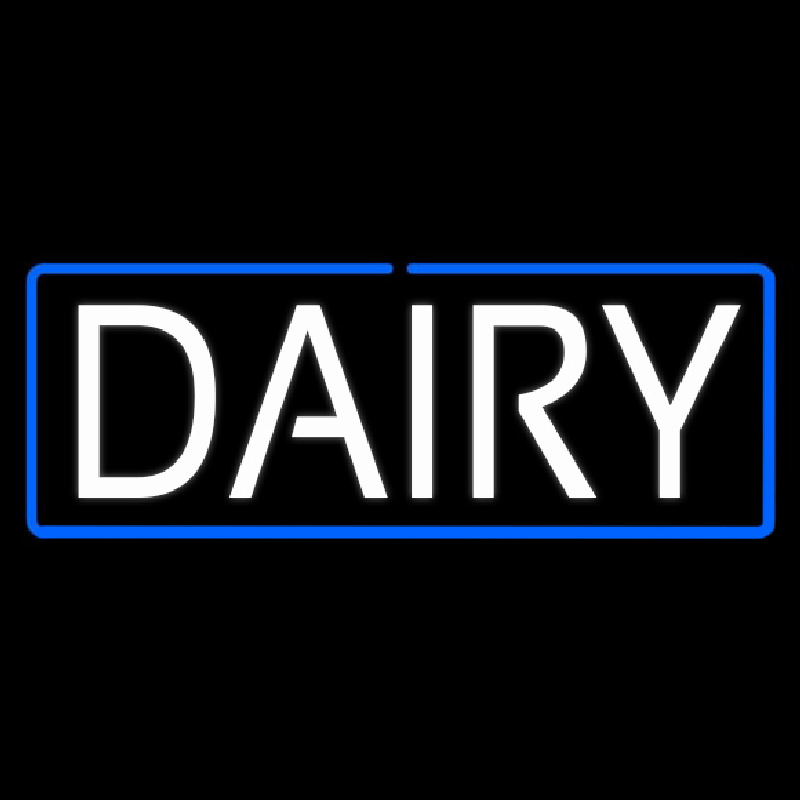 White Dairy With Blue Border Neontábla