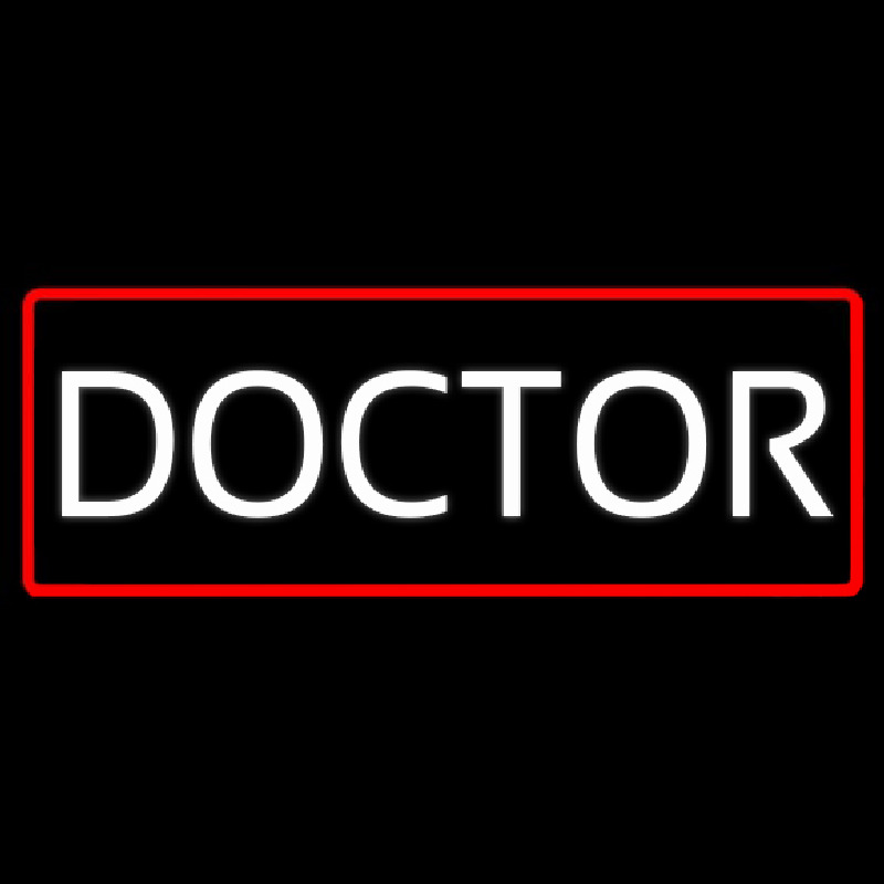 White Doctor Red Border Neontábla