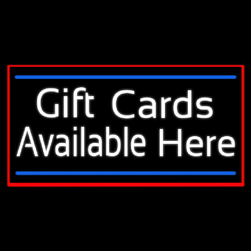 White Gift Cards Available Here Blue Line Neontábla