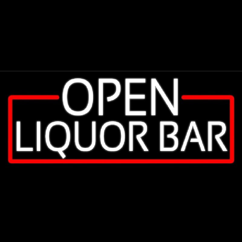 White Liquor Bar With Red Border Neontábla