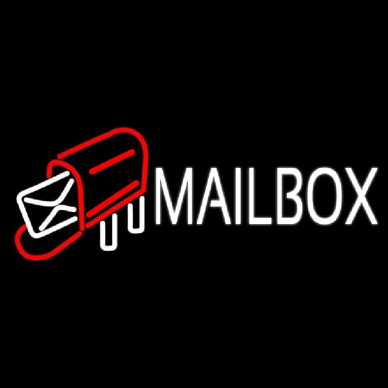 White Mailbo  Red Logo Neontábla