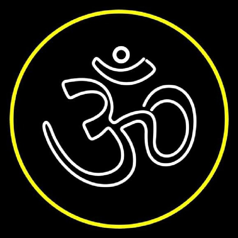 White Om With Border Neontábla