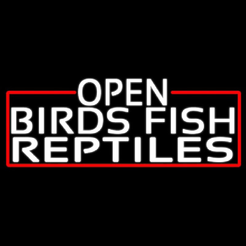 White Open Birds Fish Reptiles With Red Border Neontábla