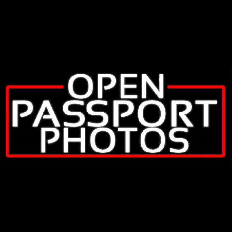 White Open Passport Photos With Red Border Neontábla