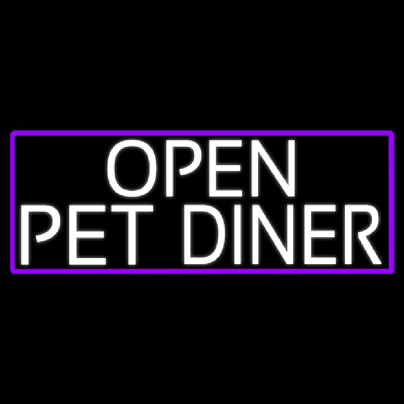 White Open Pet Diner With Purple Border Neontábla