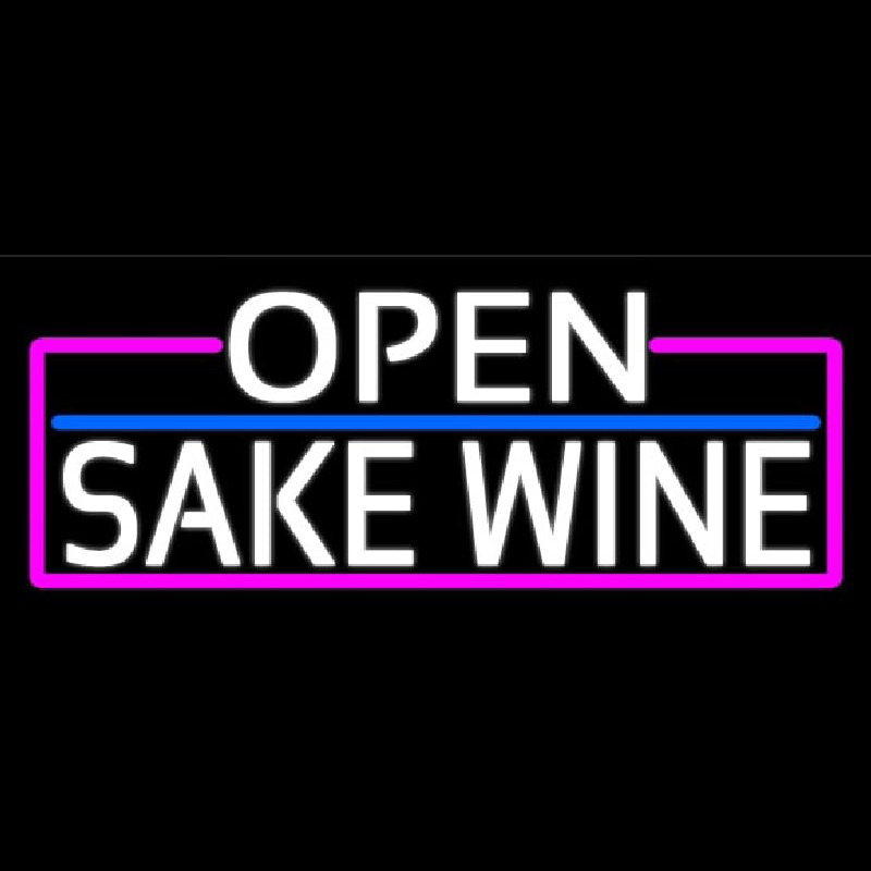 White Open Sake Wine With Pink Border Neontábla