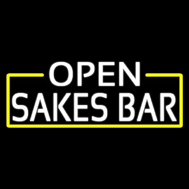 White Open Sakes Bar With Blue Border Neontábla