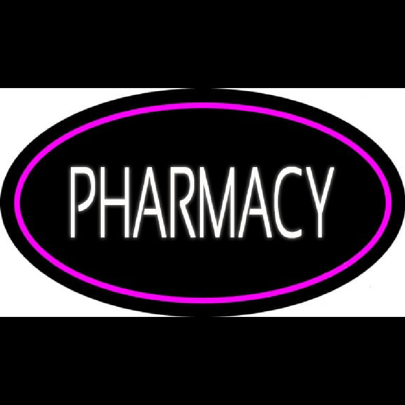 White Pharmacy Pink Oval Border Neontábla