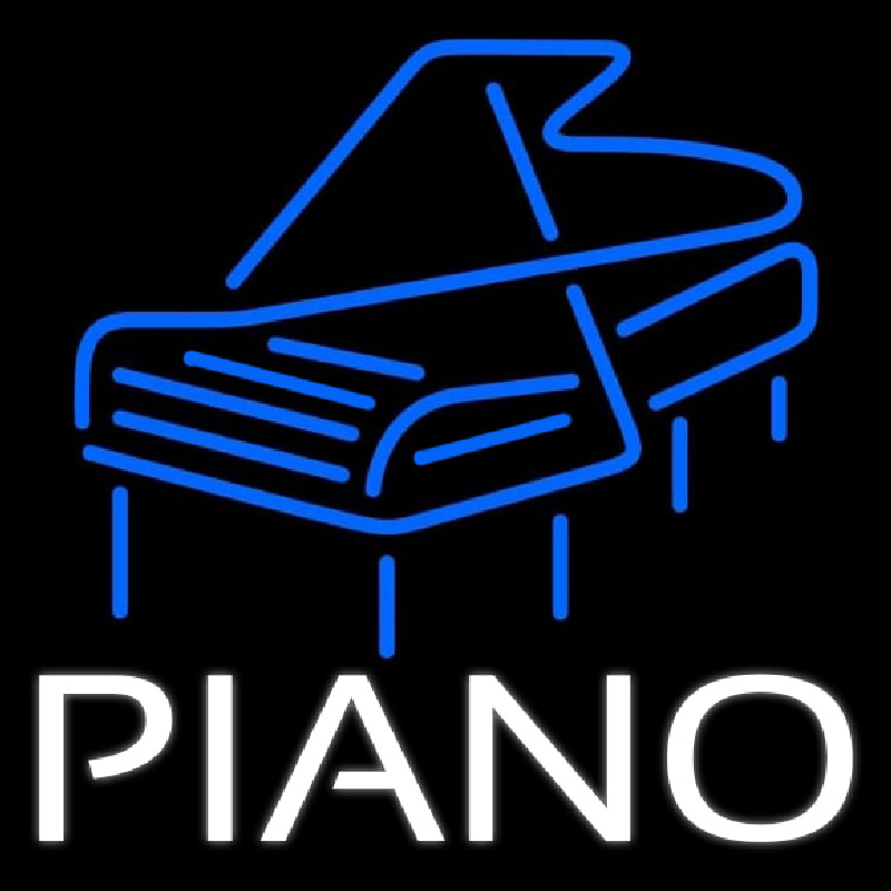 White Piano Blue Logo 4 Neontábla