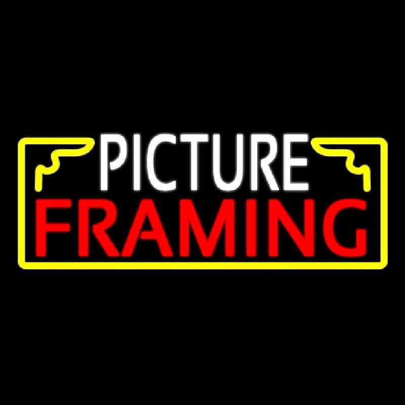 White Picture Framing With Frame Logo Neontábla