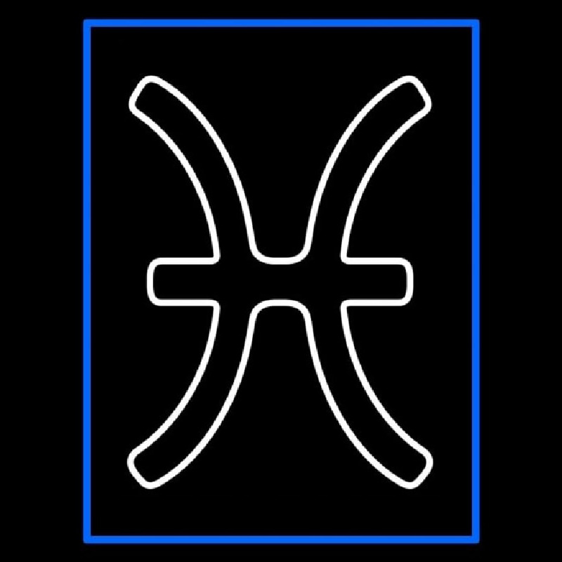 White Pisces Blue Border Neontábla