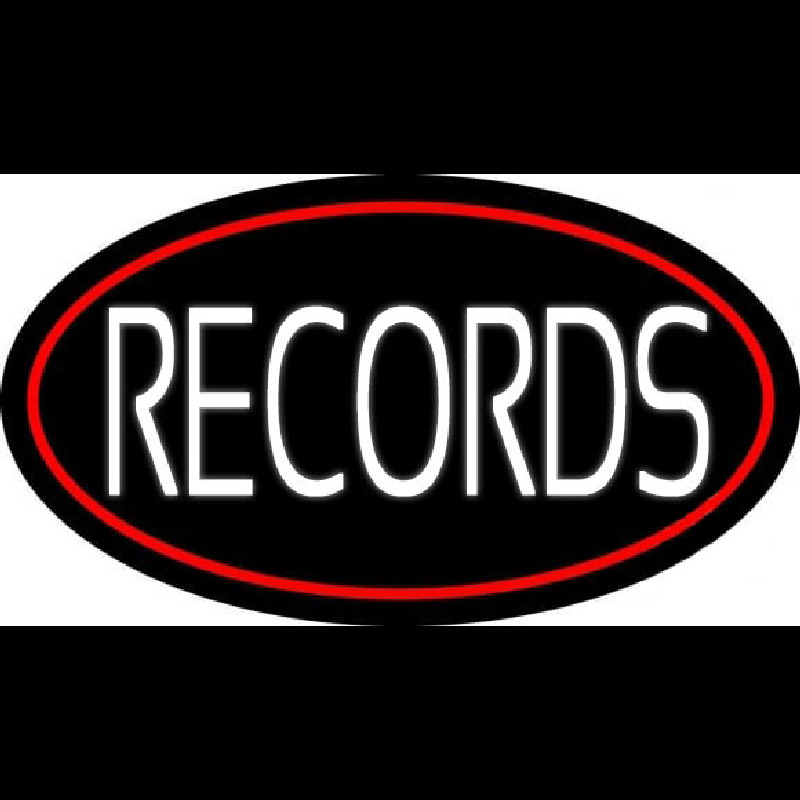 White Records Red Border Neontábla