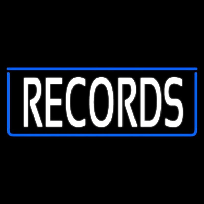 White Records With Blue Arrow 1 Neontábla