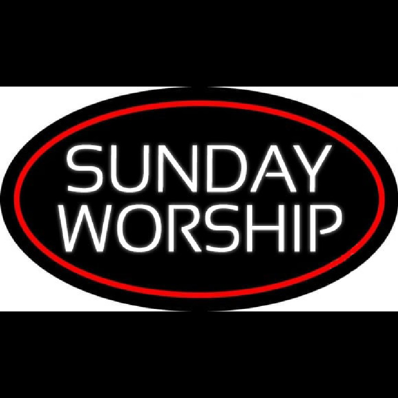 White Sunday Worship Neontábla