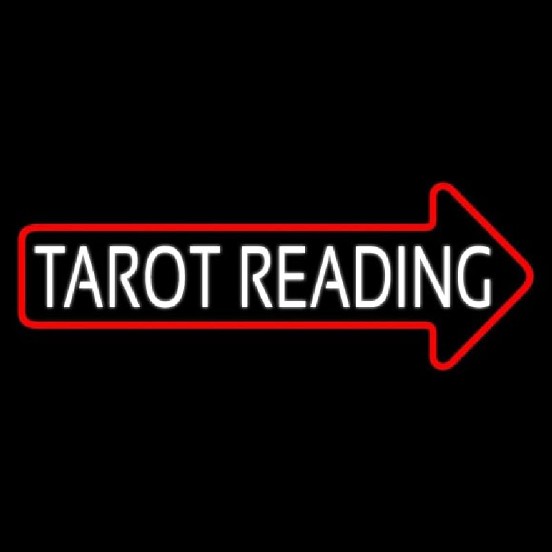 White Tarot Reading With Red Arrow Neontábla