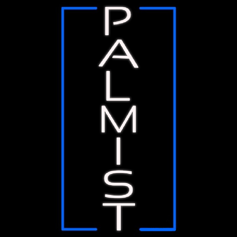 White Vertical Palmist Neontábla