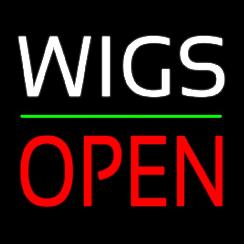 Wigs Block Open Green Line Neontábla