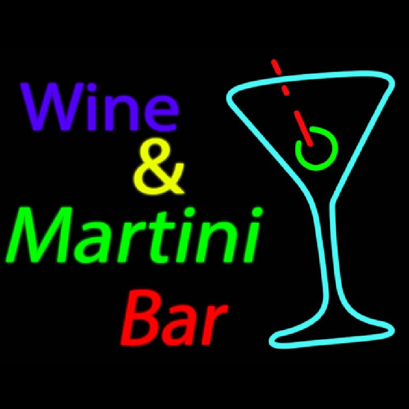 Wine and Martini Bar Real Neon Glass Tube Neontábla