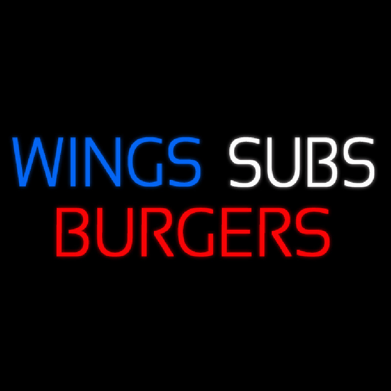 Wings Subs Burgers Neontábla