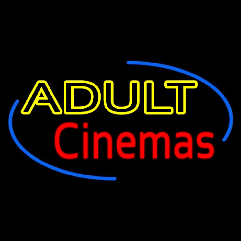 Yellow Adult Red Cinemas Neontábla