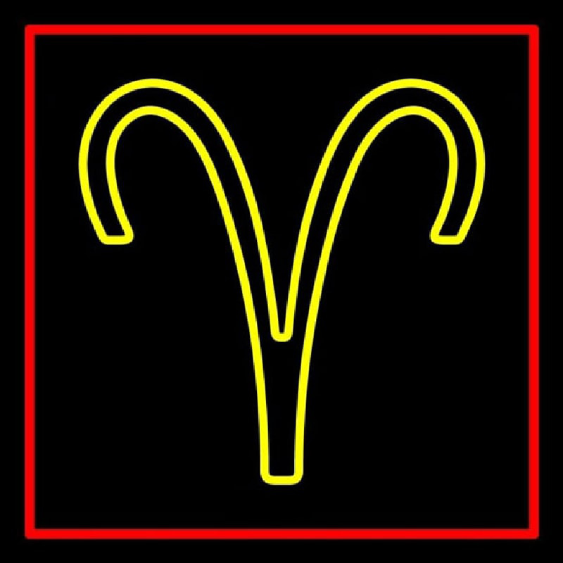 Yellow Aries Red Border Neontábla