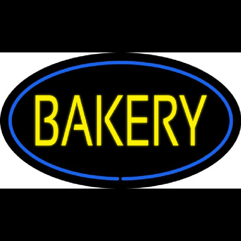 Yellow Bakery Oval Blue Neontábla