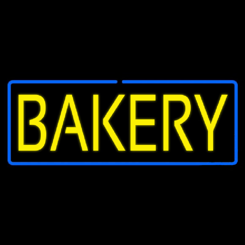 Yellow Bakery With Blue Border Neontábla