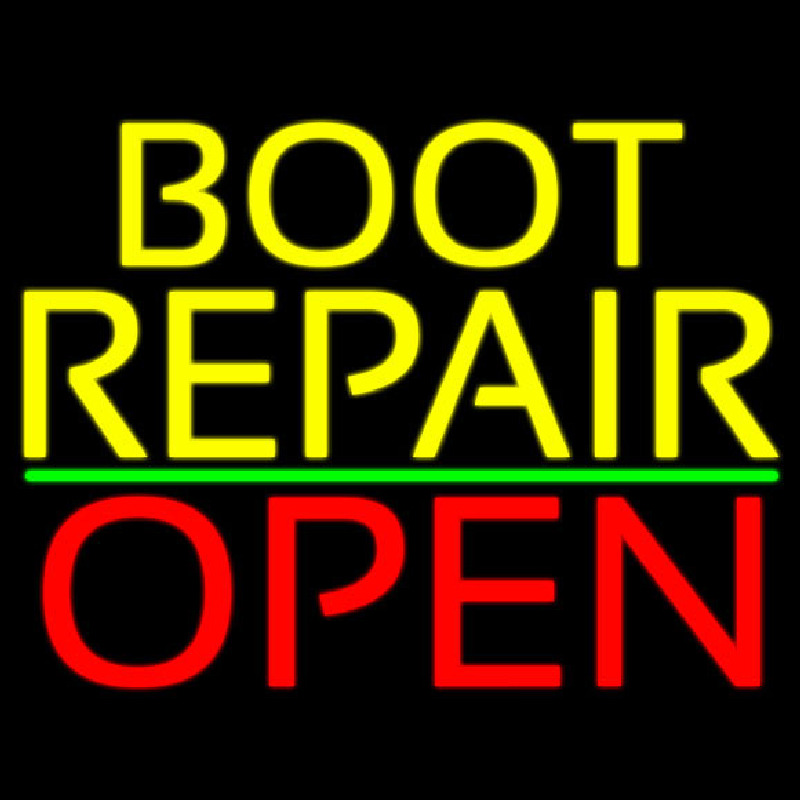 Yellow Boot Repair Open Neontábla